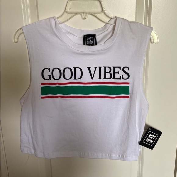 NWT Womens plus size crop top Good Vibes Gucci colors size XL - Picture 5 of 5